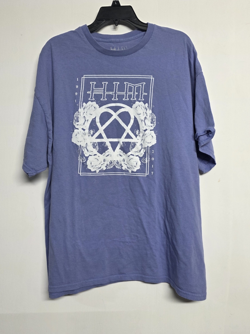 HIM 1991 Rose Graphic T-Shirt Blue 3X-Large Oversized